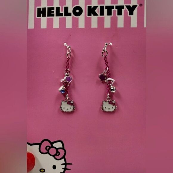 Hello Kitty Sanrio Pink Bow Dangle Earrings Jewelry Kids Girls My Melody Cat - Picture 2 of 8